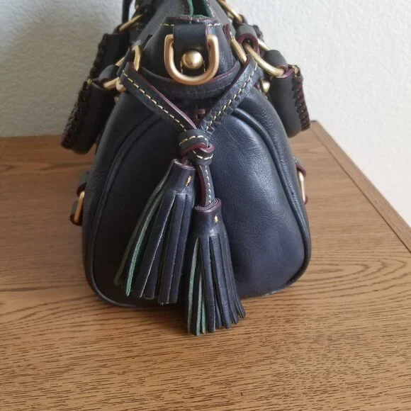 DOONEY & BOURKE FLORENTINE MICRO SATCHEL NAVY BLUE LEATHER - Picture 8 of 14